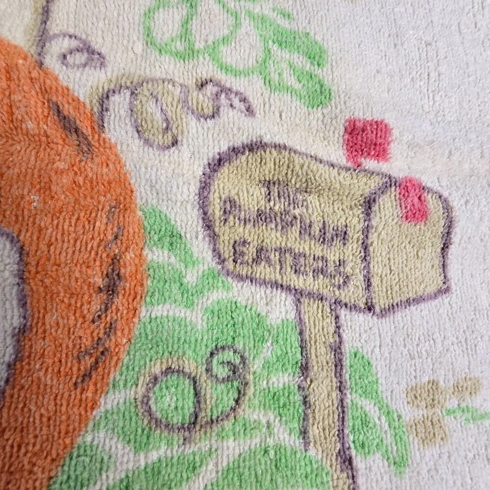 Vintage Sesame Street Bath Towel Big Bird Oscar 24x41 USA 70s 80s Retro Children